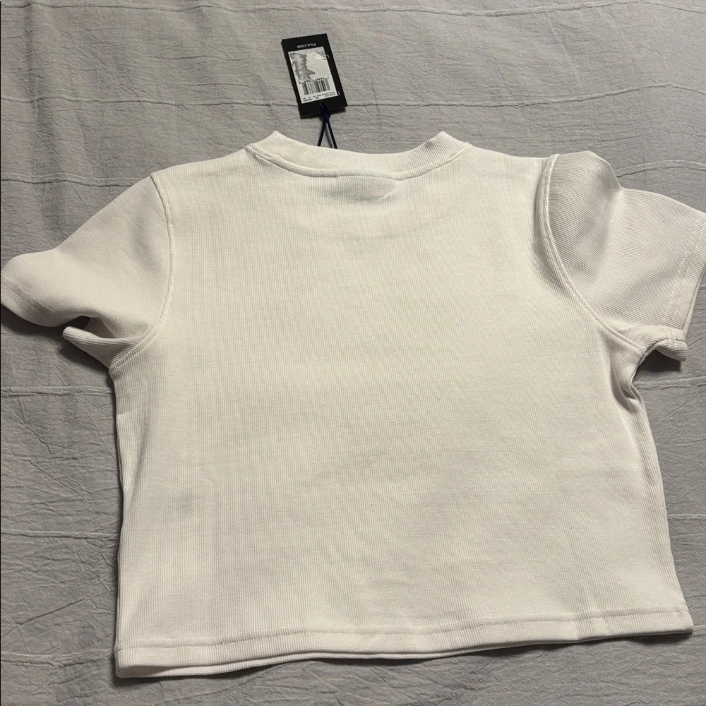 BNWT Hailey Bieber x FILA Stretch Cotton Rib Baby Tee - Picture 5 of 7